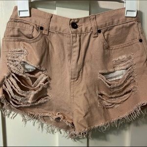 Light Pink High-waisted Shorts